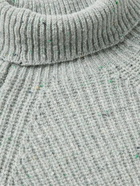 Inis Meáin - Boatbuilder Ribbed Donegal Merino Wool and Cashmere-Blend Rollneck Sweater - Blue