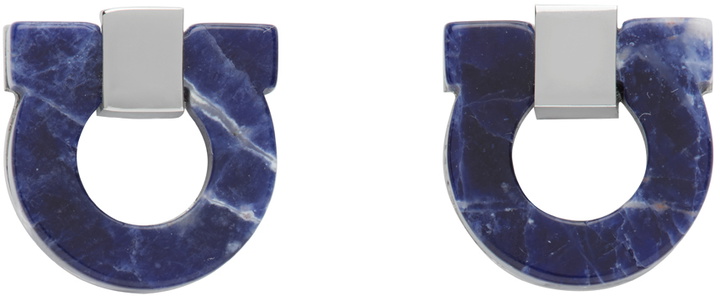 Photo: Ferragamo Blue & Silver Gancini Cufflinks