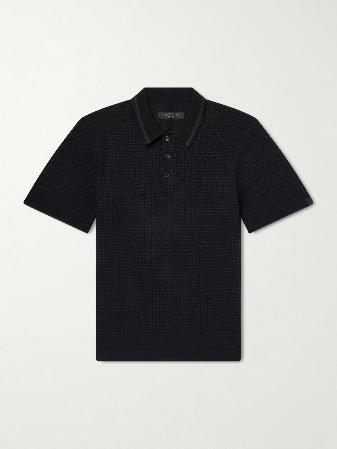 Rag & Bone - Harvey Ribbed Cotton-Blend Polo Shirt - Black