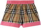 Burberry Baby Pink Vintage Check Panel Shorts