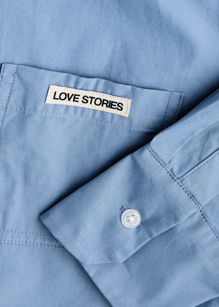 Love Stories Pete Cropped Cotton-poplin Shirt Blue