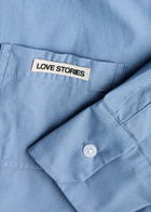 Love Stories Pete Cropped Cotton-poplin Shirt Blue