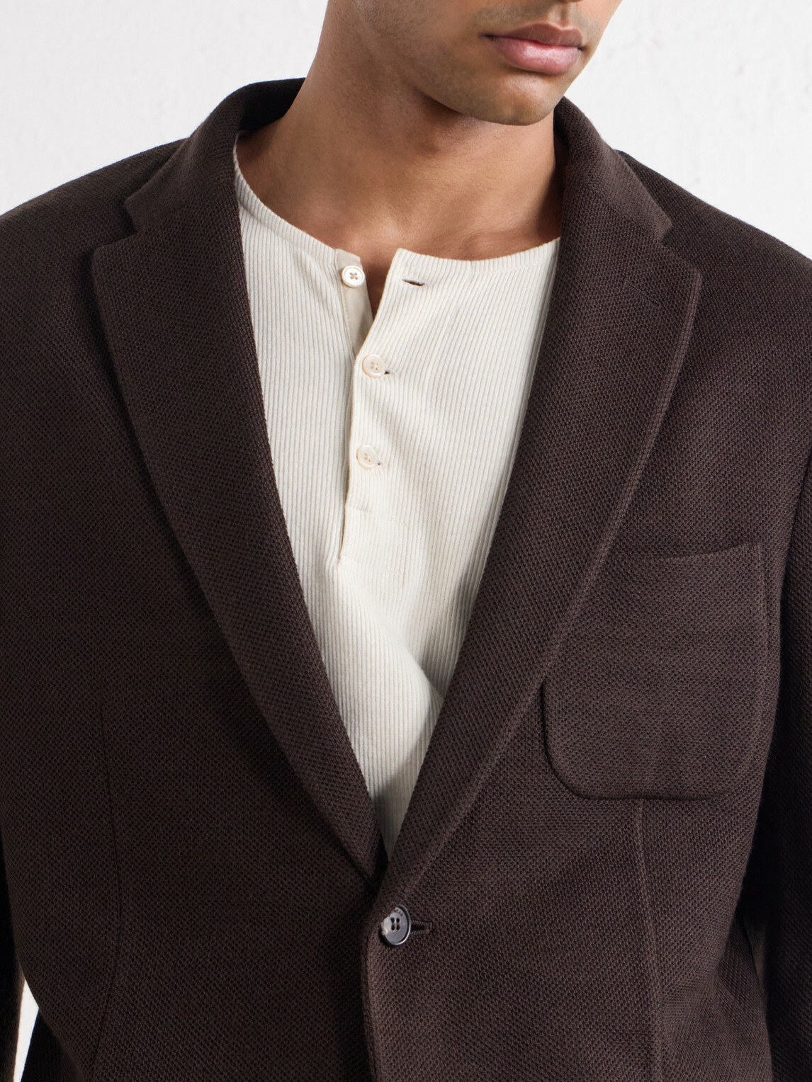 Slowear - Wool-Blend Woven Waffle Jersey Blazer - Brown