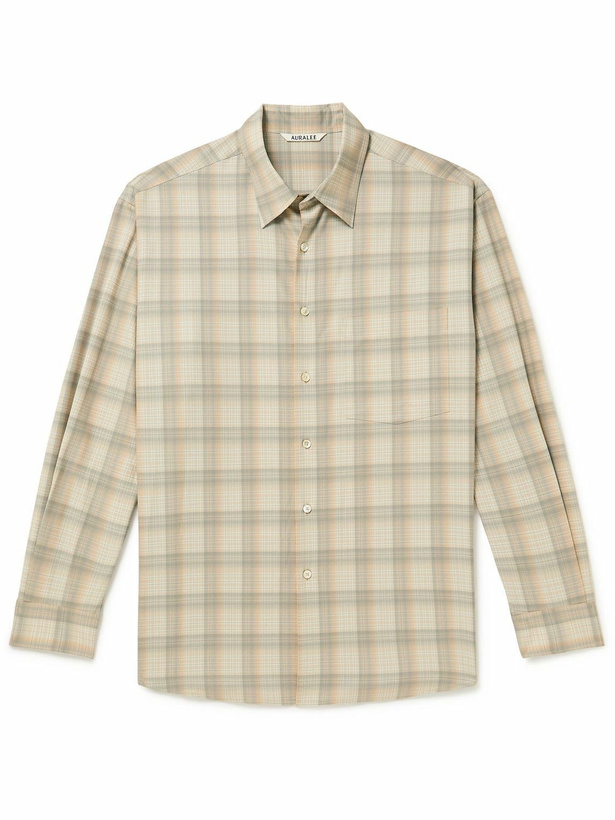 Photo: Auralee - Checked Wool-Flannel Shirt - Neutrals