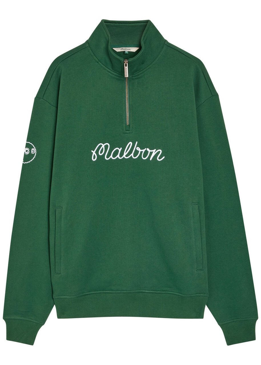 Malbon Ridge Logo Hooded Stretch-shell Anorak Jacket Green