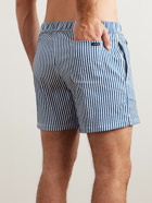 Incotex - Straight-Leg Mid-Length Logo-Appliquéd Striped Swim Shorts - Blue