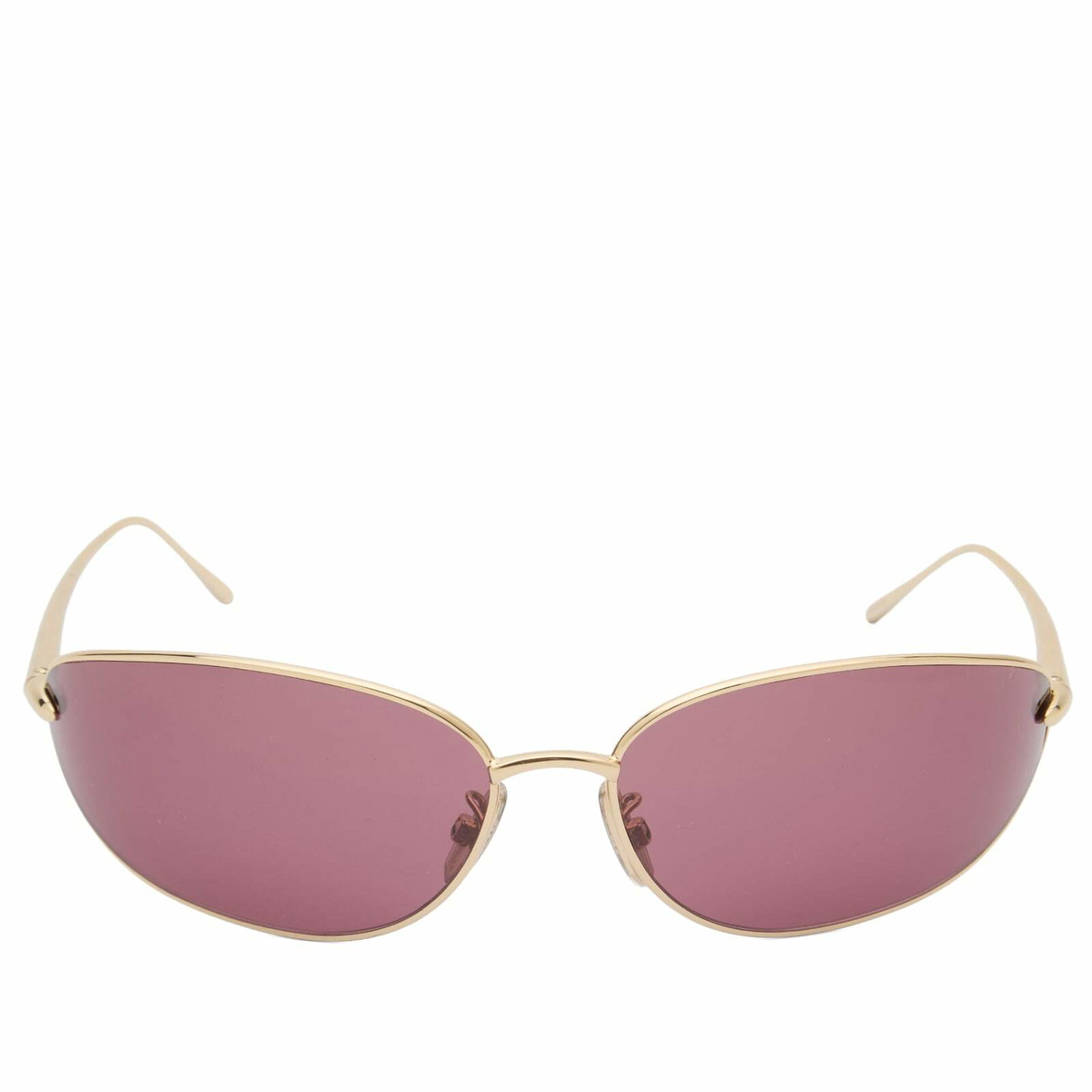 Loewe Eyewear Signature Wrap Sunglasses in Gold/Burgundy 