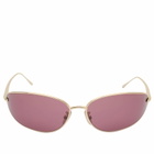 Loewe Eyewear Signature Wrap Sunglasses in Gold/Burgundy 