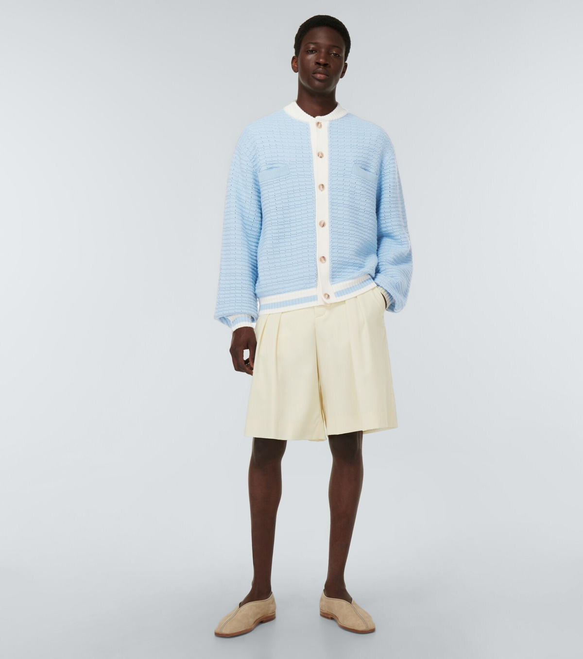 King & Tuckfield - Pleated high-rise wide-leg wool shorts