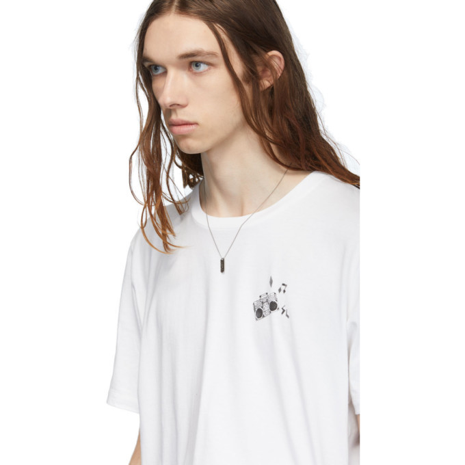 Saint Laurent White Radio Print T-Shirt Saint Laurent