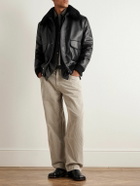 Gabriela Hearst - Grant Shearling-Trimmed Leather Aviator Jacket - Black