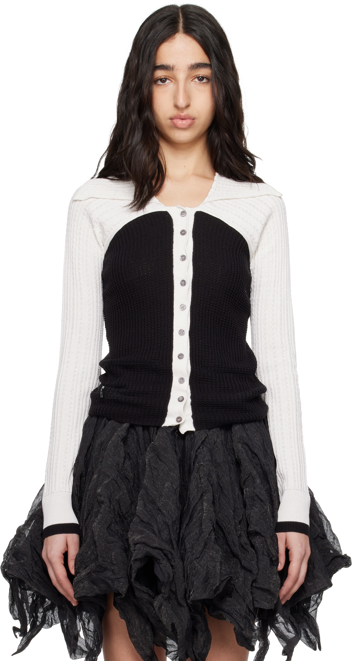 Kiko Kostadinov Black & White Rover Knit Cardigan