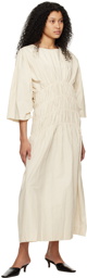 Lauren Manoogian Beige Smocked Maxi Dress