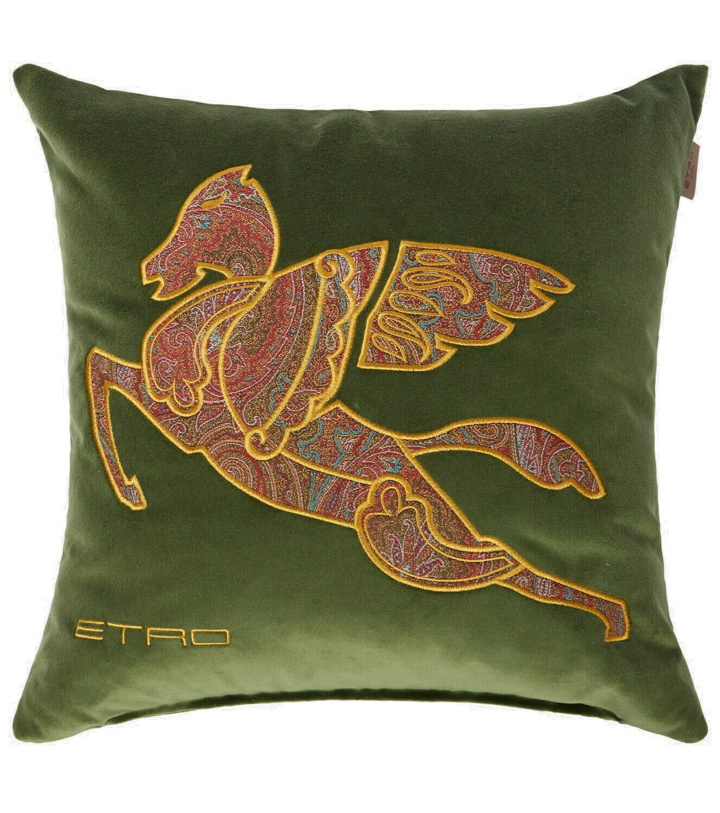 Photo: Etro - Pegaso embroidered velvet cushion