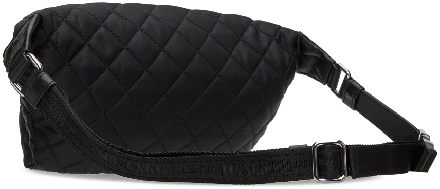 Moschino Black Quilted Logo Belt Bag