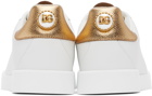 Dolce&Gabbana White & Gold Calfskin Nappa Portofino Sneakers