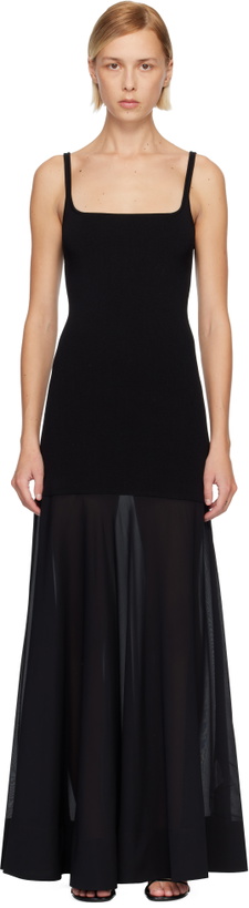 Photo: St. Agni Black Sheer Silk Circle Hem Maxi Dress