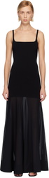 St. Agni Black Sheer Silk Circle Hem Maxi Dress