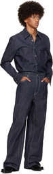 Karmuel Young Navy Raw Curved Arm Denim Shirt