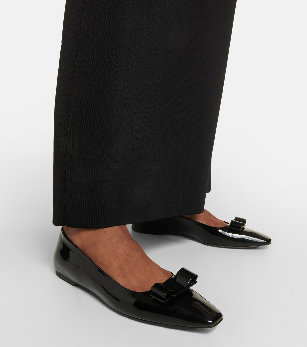 Ferragamo Varina Patent Leather Bow Ballerina Flats | Neiman  Salvatore Ferragamo Glossy Black Flats with Bow Detail main image 2