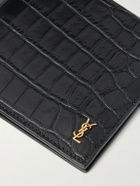 SAINT LAURENT - Croc-Effect Leather Wallet