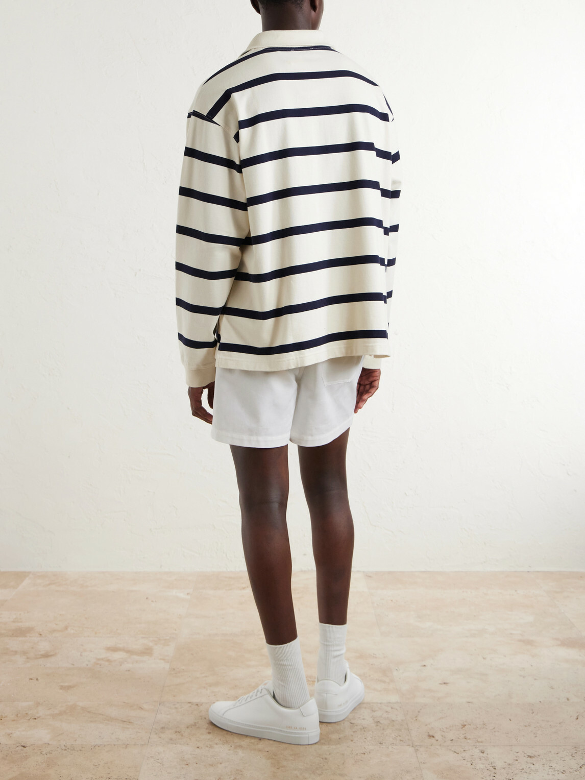 FRAME - Logo-Embroidered Striped Cotton Sweater - Neutrals