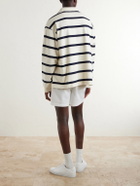 FRAME - Logo-Embroidered Striped Cotton Sweater - Neutrals