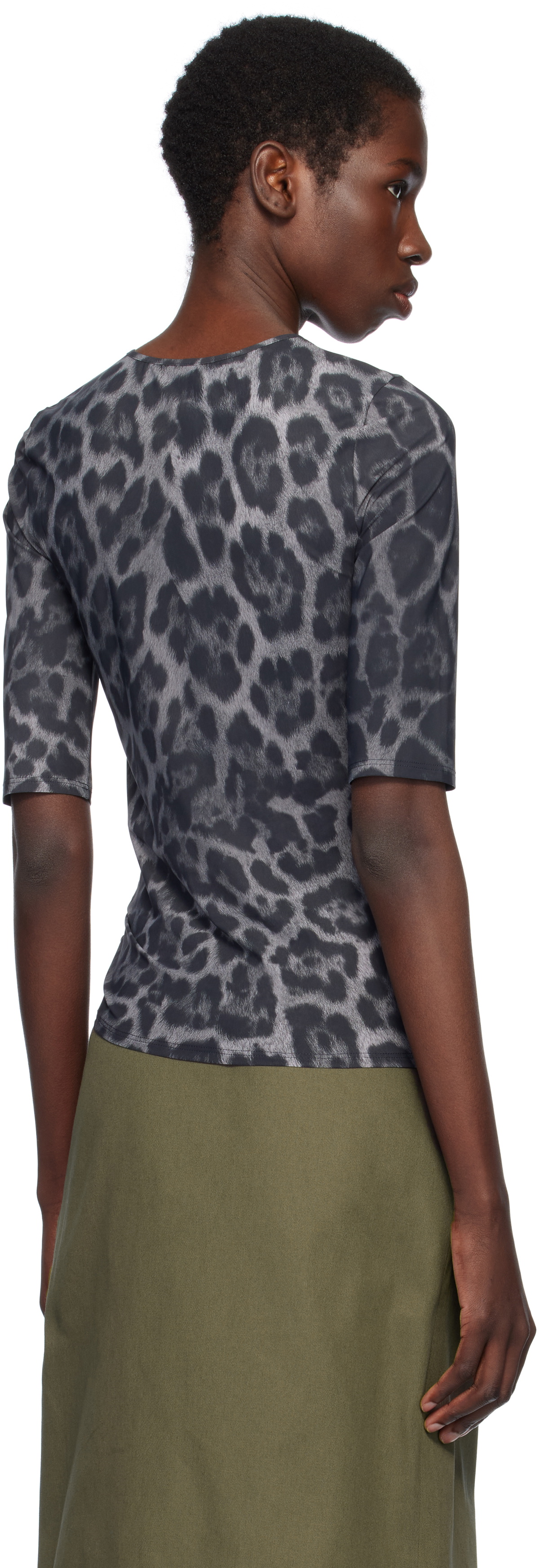 Stella McCartney Gray Leopard Print T-shirt