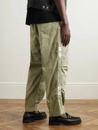 KAPITAL - Easy Baker Straight-Leg Embellished Herringbone Cotton-Twill Drawstring Trousers - Green