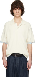 Solid Homme Off-White Collared Short-Sleeve Terry Knit Polo