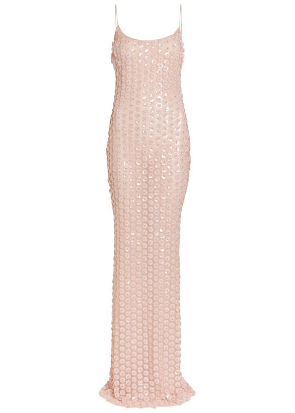 Photo: The New Arrivals Ilkyaz Ozel Isis Floral-appliquéd Tulle Maxi Dress Light Pink