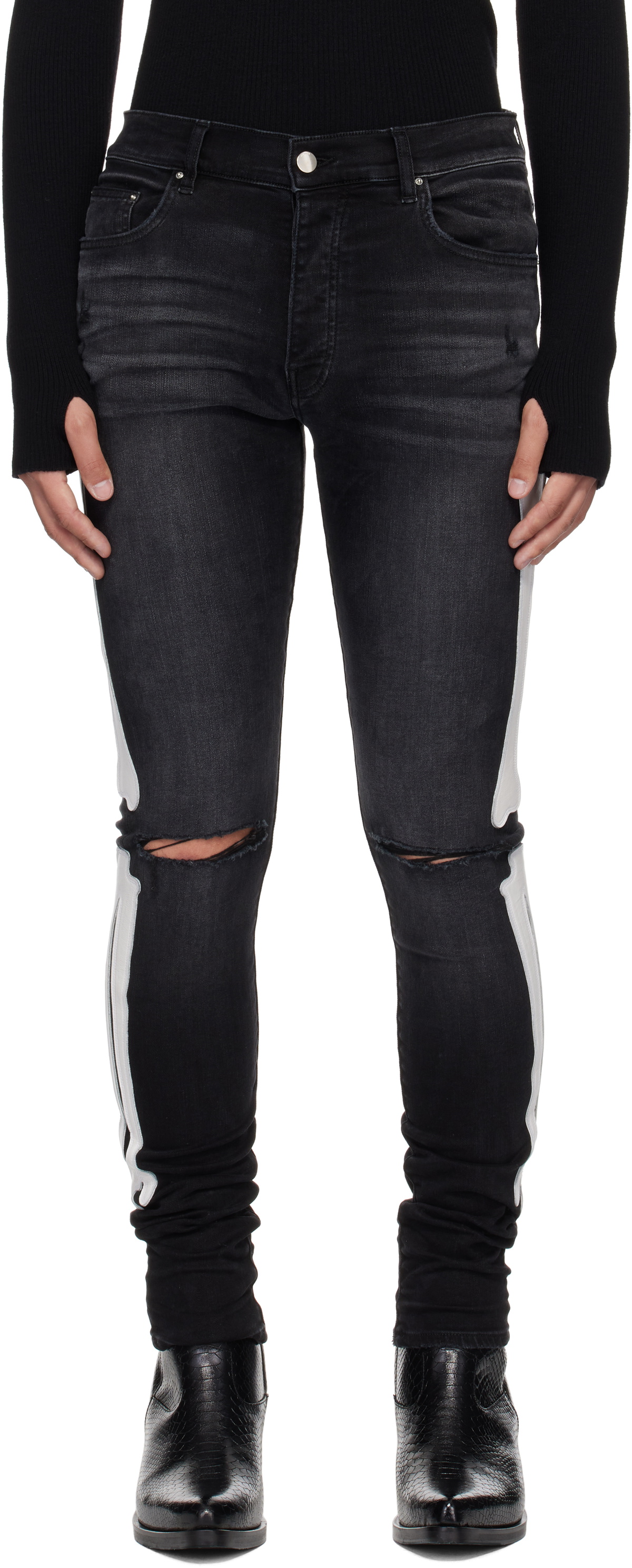 AMIRI Black Bones Slash Jeans