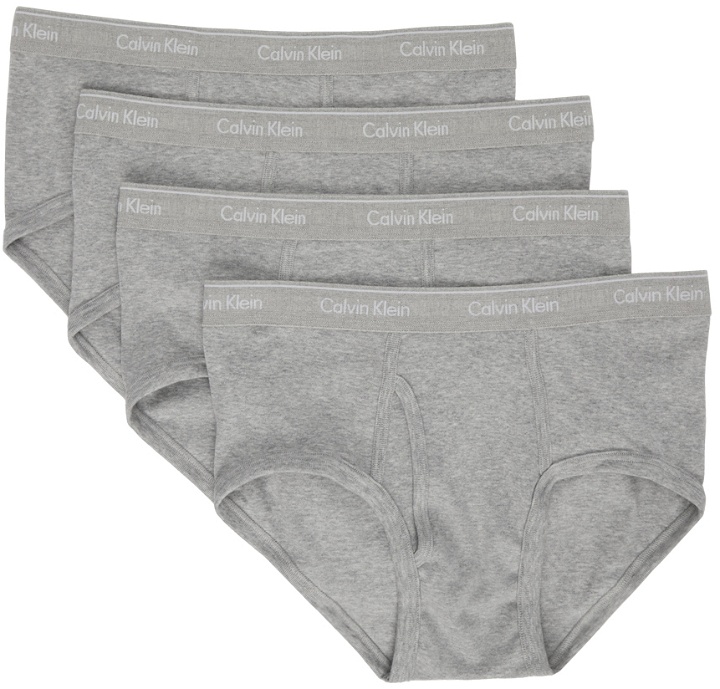 Photo: Calvin Klein Underwear Four-Pack Grey Classic Fit Briefs