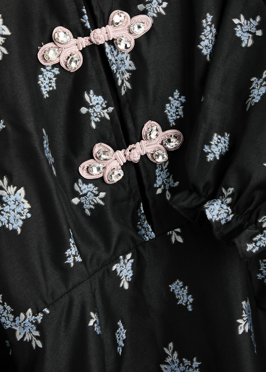 sister jane Black Dress Lサイズ 黒色 総柄 Sister Jane Onyx Floral-jacquard Mini Dress Blue Sister Jane