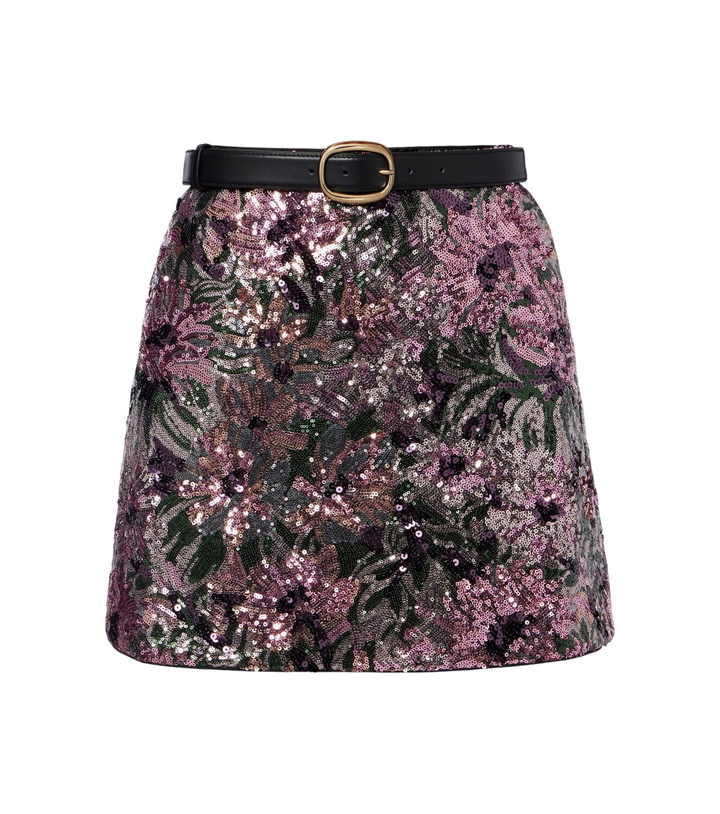 Photo: Self-Portrait Floral sequined miniskirt