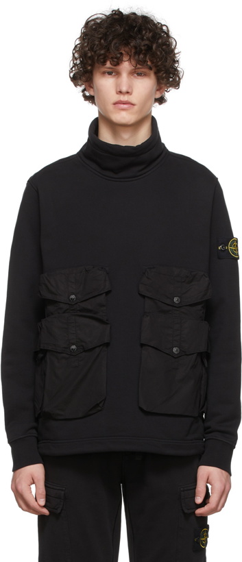 Photo: Stone Island Black Cotton Turtleneck