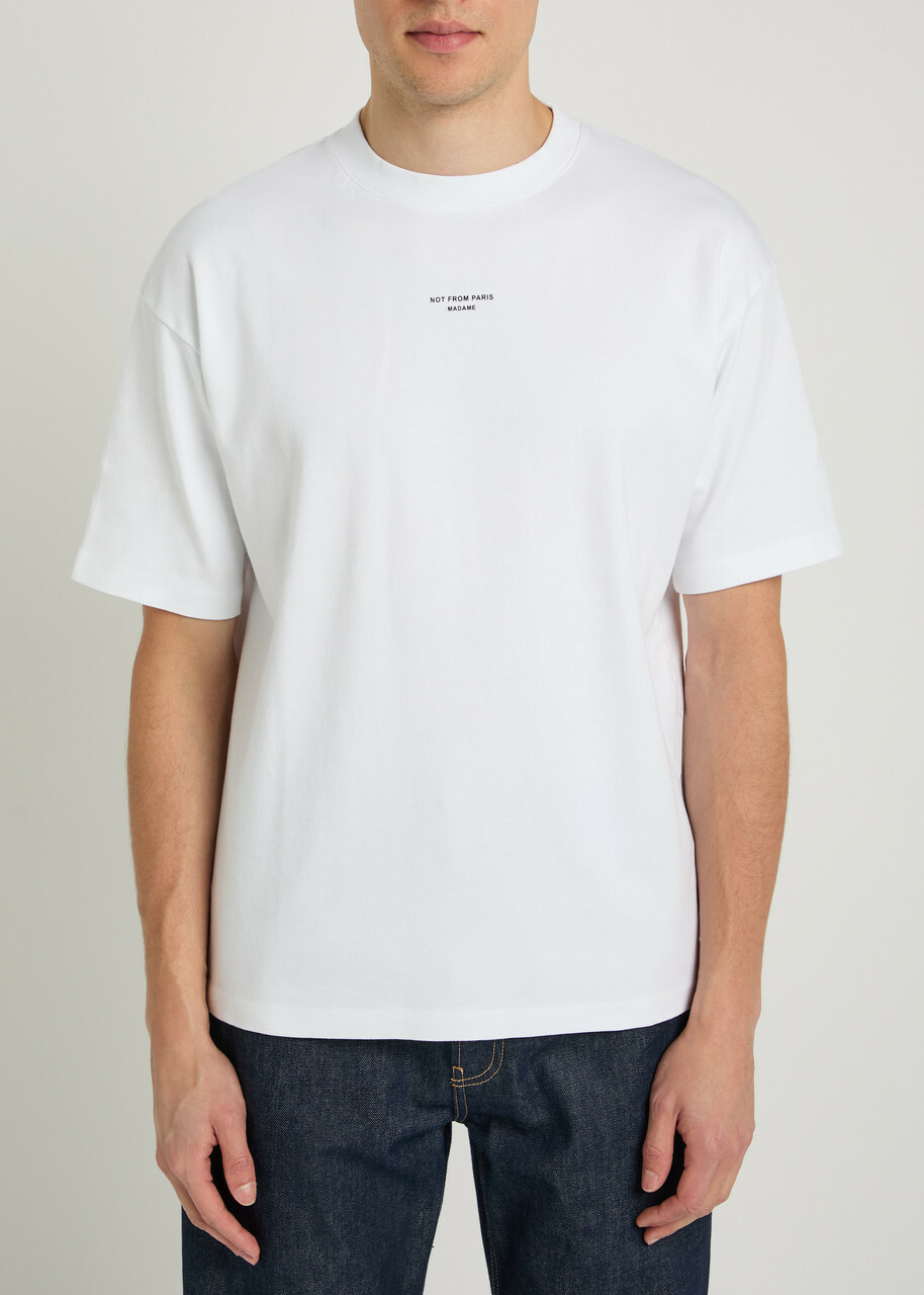DRÔLE DE Monsieur Le T-shirt Slogan Printed Cotton T-shirt White