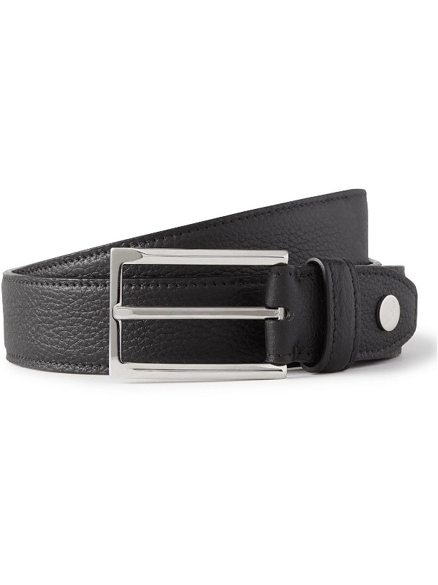 Photo: Brioni - Rodos Two-Tone Full-Grain Leather Belt - Black