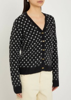 Ganni Polka dot Brushed Alpaca-blend Cardigan Black