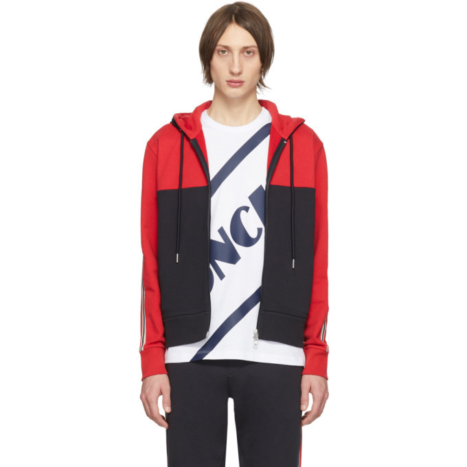 Photo: Moncler Red and Black Maglia Cardigan Hoodie