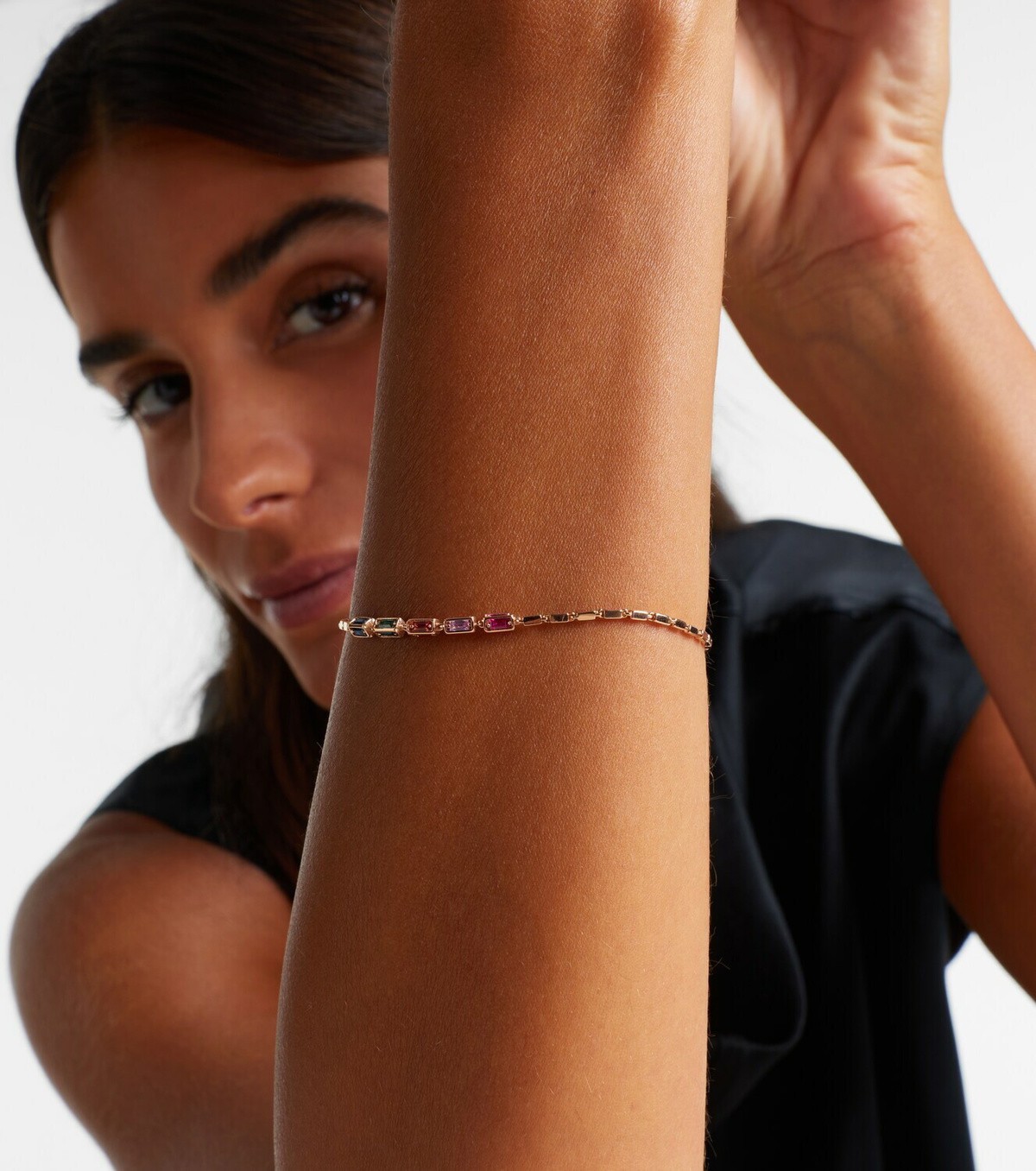 Suzanne Kalan Block-Chain Mini 18kt rose gold bangle with sapphires