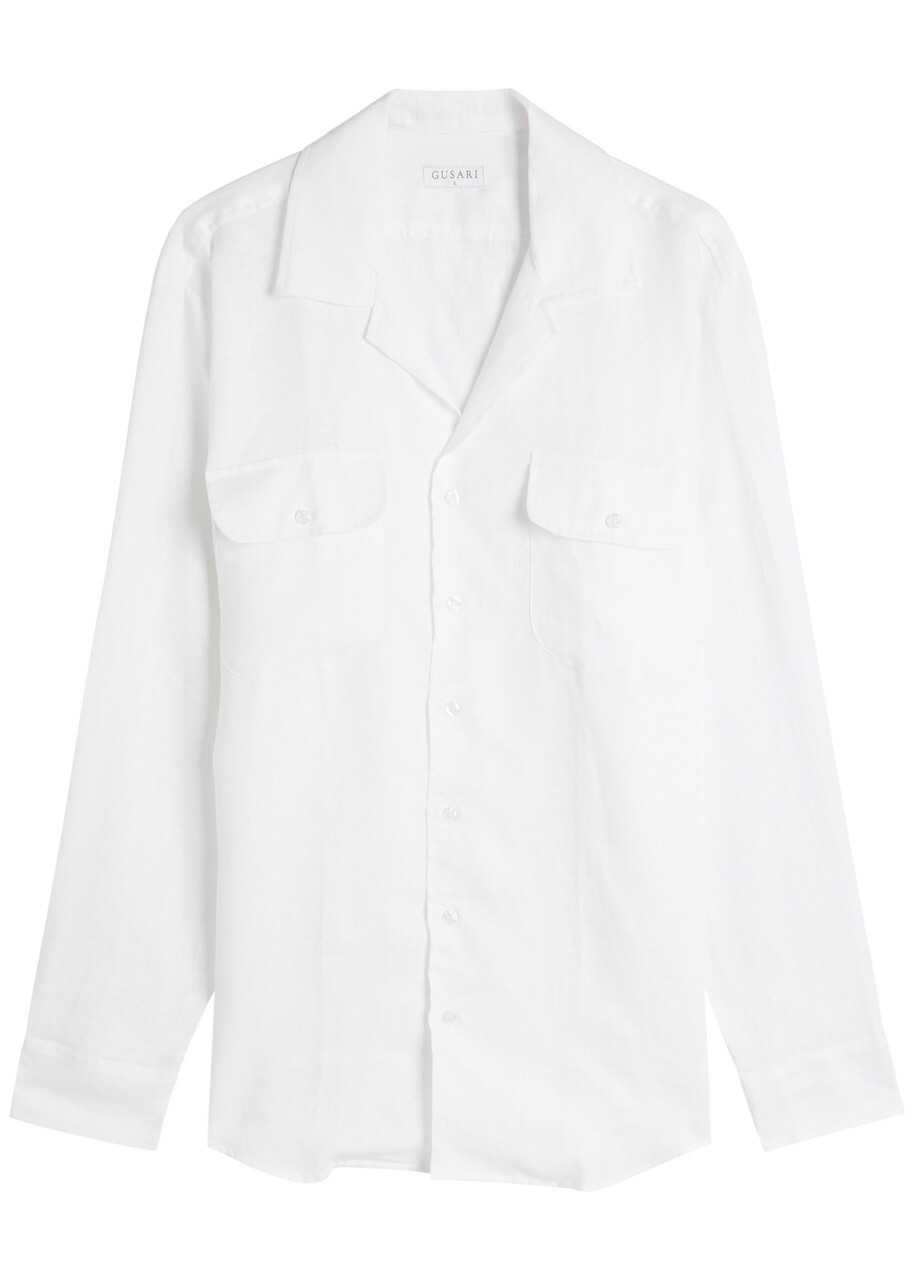 Gusari Safari Linen Shirt White
