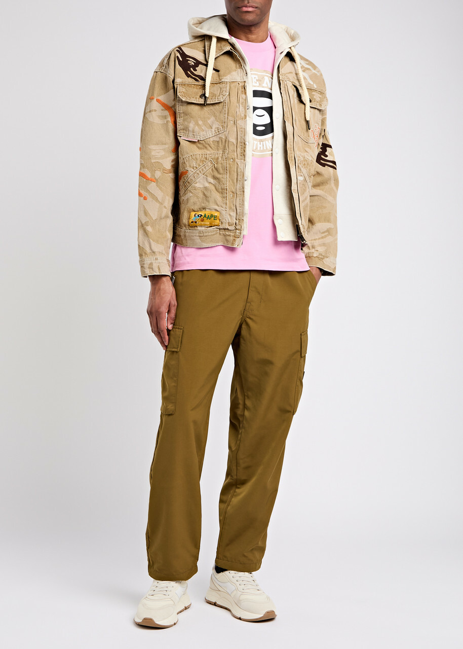 Aape Layered Camouflage Denim Jacket Beige