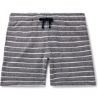 Onia - Jayden Striped Herringbone Loopback Cotton-Blend Drawstring Shorts - Blue
