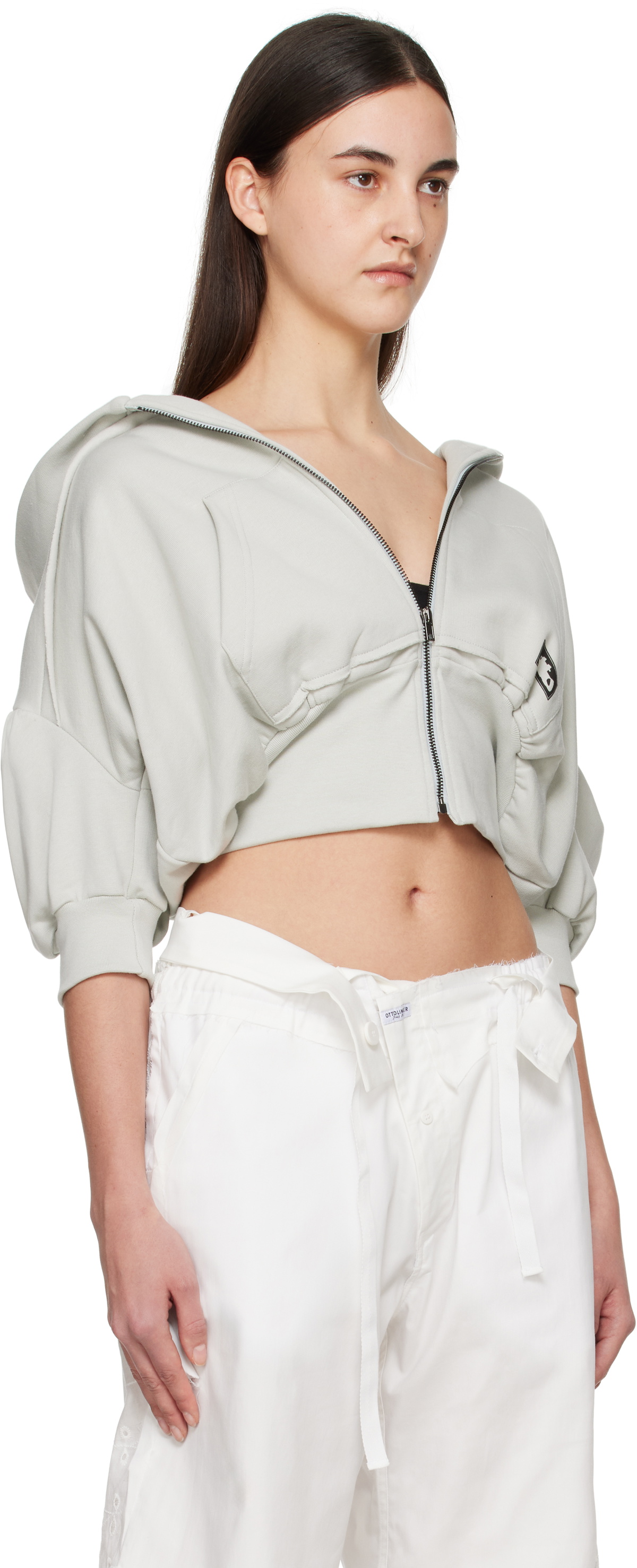 Ottolinger Gray Cropped Short Sleeve Hoodie