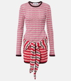 The Attico Striped crochet cotton minidress