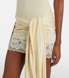 Aya Muse Lace-trimmed halterneck silk and cotton minidress