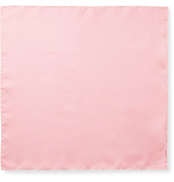 Photo: TOM FORD - Contrast-Tipped Silk-Twill Pocket Square - Pink