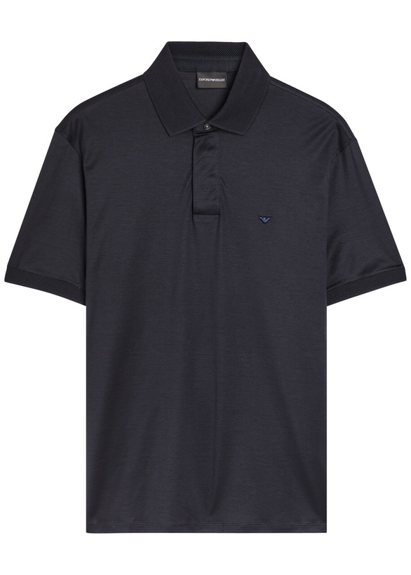 Photo: Emporio Armani Logo-embroidered Jersey Polo Shirt Navy
