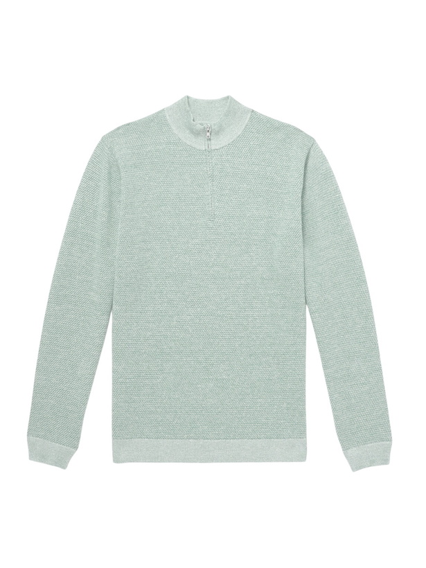 Photo: Peter Millar - Barlow Merino Wool, Linen and Cotton-Blend Half-Zip Sweater - Green